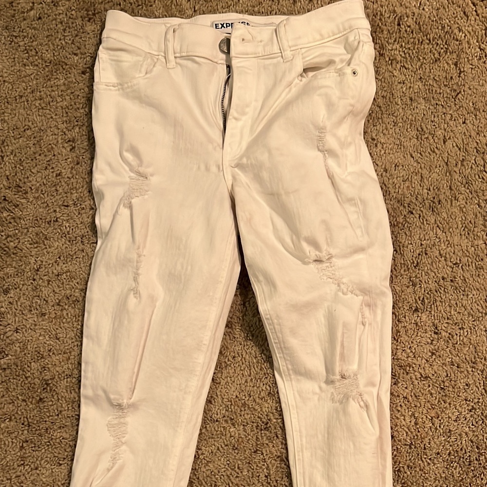Express ripped white jeans